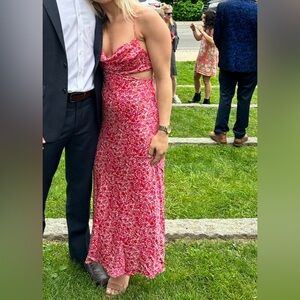 ASTR the Label Floral Satin Midi Dress